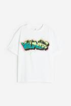 H & M - Printed Jersey T-shirt - White