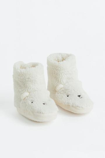 H & M - Fluffy Slippers - White