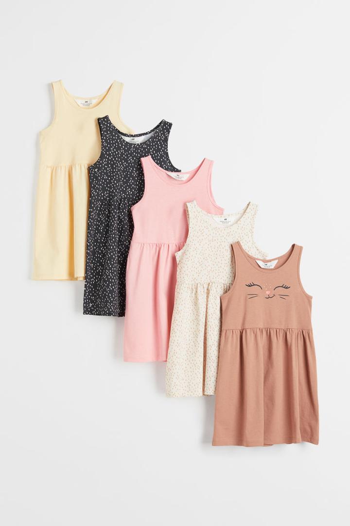 H & M - 5-pack Cotton Jersey Dresses - Orange