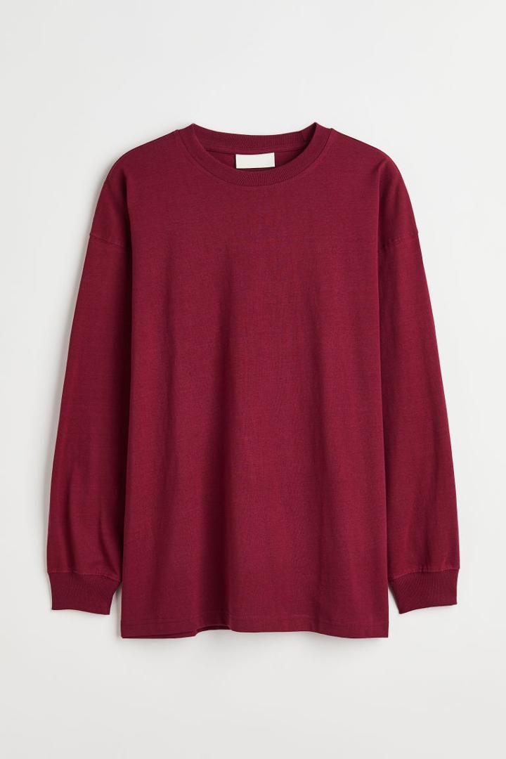 H & M - Oversized Fit Cotton Shirt - Red