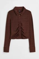 H & M - Airy Jersey Blouse - Brown