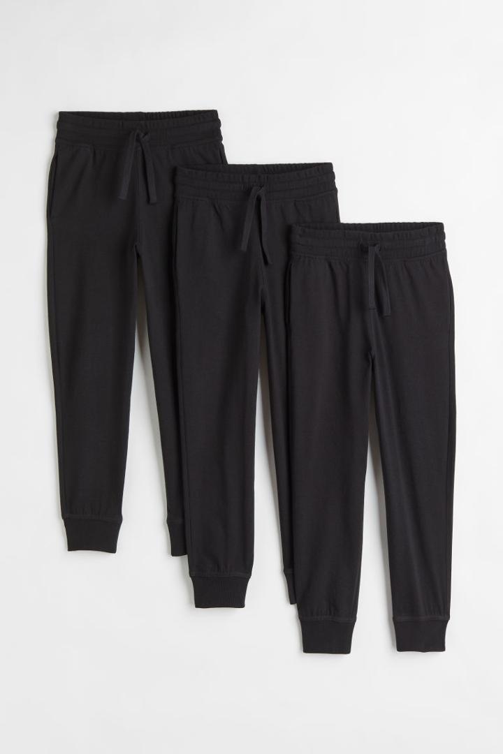 H & M - 3-pack Cotton Jersey Joggers - Black