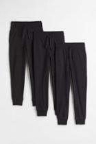 H & M - 3-pack Cotton Jersey Joggers - Black