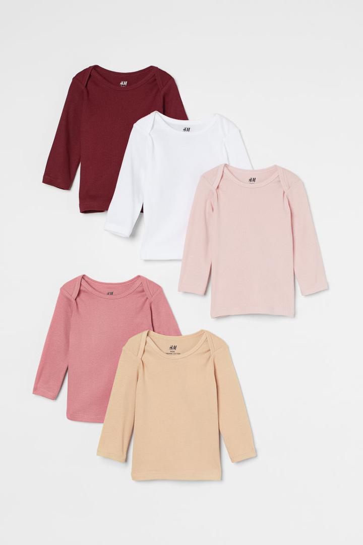 H & M - 5-pack Jersey Shirts - Red