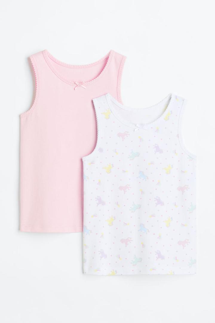 H & M - 2-pack Tank Tops - Pink