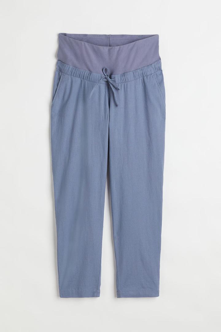H & M - Mama Linen-blend Pants - Blue
