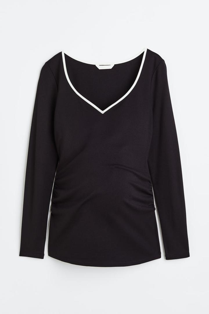 H & M - Mama Sweetheart-neckline Top - Black