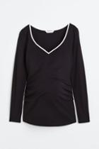 H & M - Mama Sweetheart-neckline Top - Black