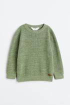 H & M - Waffle-knit Cotton Sweater - Green
