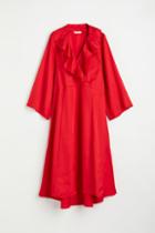H & M - Flounce-trimmed Dress - Red