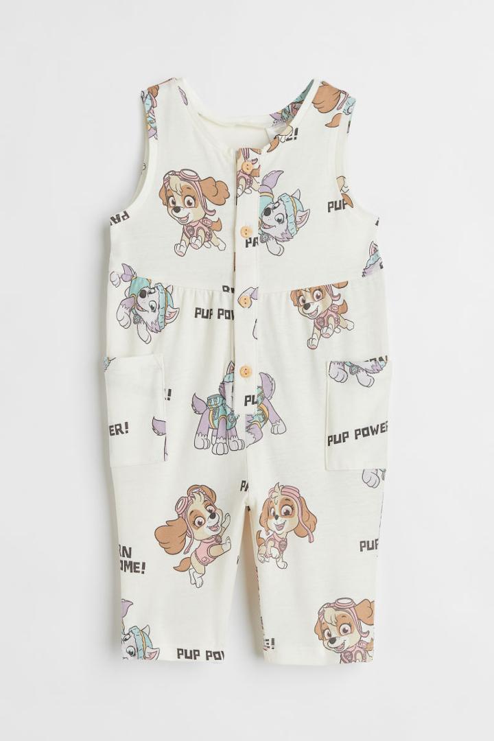 H & M - Printed Romper Suit - White
