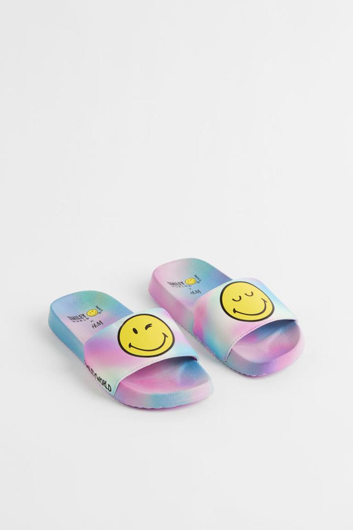 H & M - Print-motif Pool Shoes - Purple