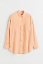 H & M - Oversized Linen Shirt - Orange