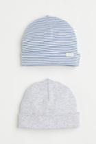 H & M - 2-pack Cotton Hats - Blue