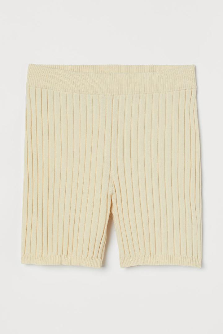 H & M - Rib-knit Shorts - Yellow