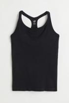 H & M - Seamless Top With Sports Bra - Black