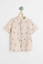 H & M - Double-weave Band-collar Shirt - Beige