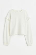 H & M - Flounced Sweatshirt - White