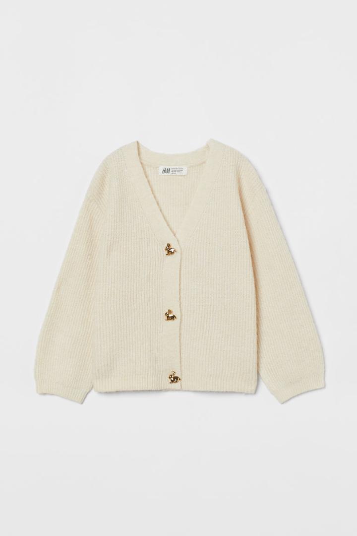 H & M - Knit Wool-blend Cardigan - White
