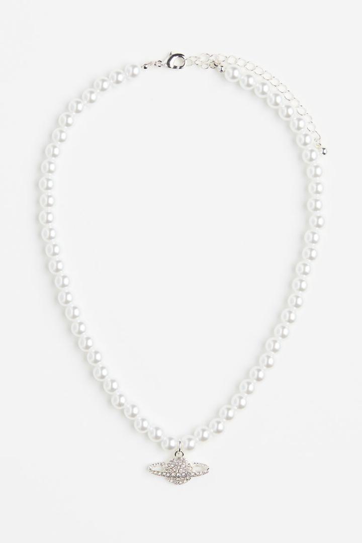 H & M - Short Beaded Necklace - Silver