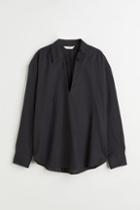H & M - Linen-blend Anorak Shirt - Black