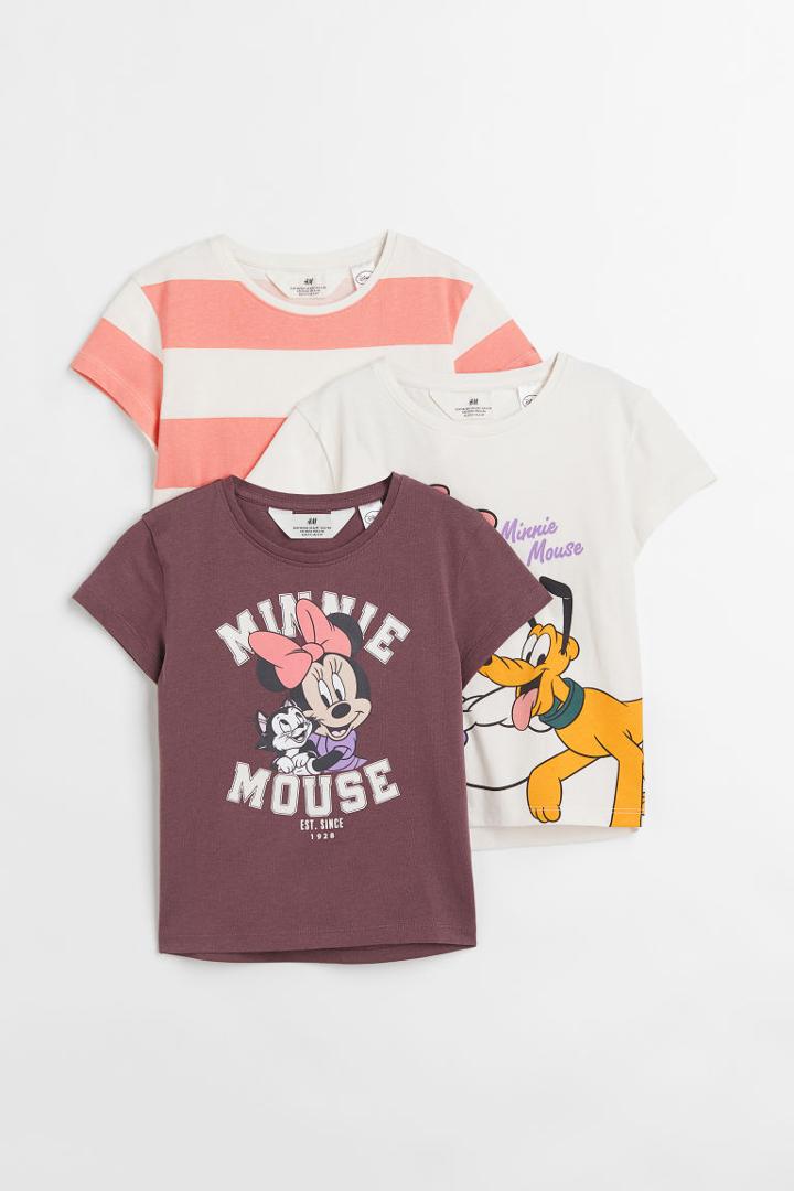 H & M - 3-pack Printed Jersey Tops - White
