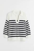 H & M - Sweater With Collar - White