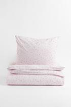 H & M - Patterned Twin Duvet Cover Set - Pink