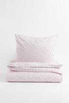 H & M - Patterned Twin Duvet Cover Set - Pink