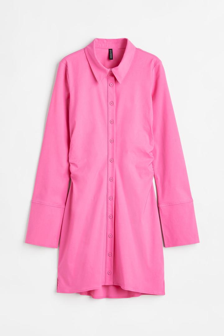 H & M - Twill Shirt Dress - Pink