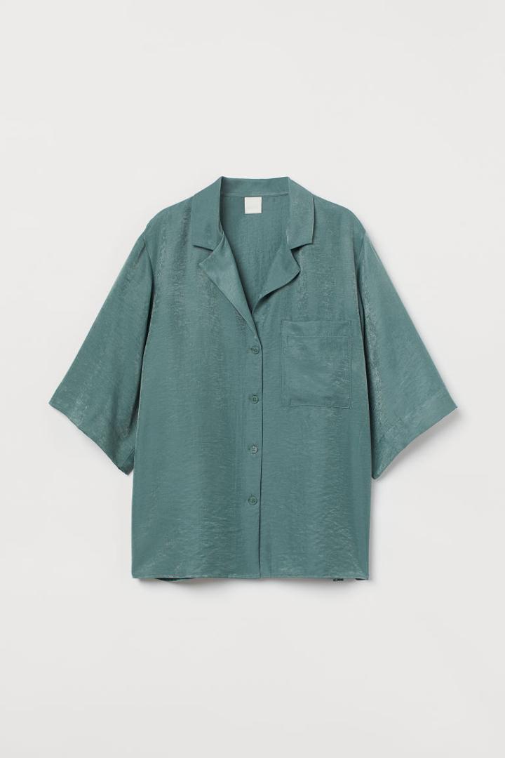 H & M - Lyocell-blend Shirt - Turquoise