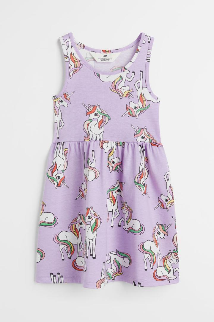 H & M - Patterned Jersey Dress - Purple