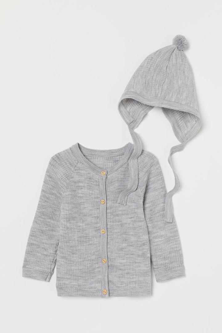 H & M - 2-piece Merino Wool Set - Gray