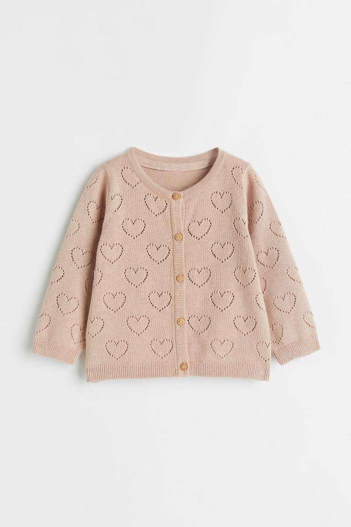 H & M - Cotton Pointelle Cardigan - Beige