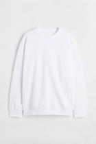 H & M - Oversized Fit Cotton Sweatshirt - White
