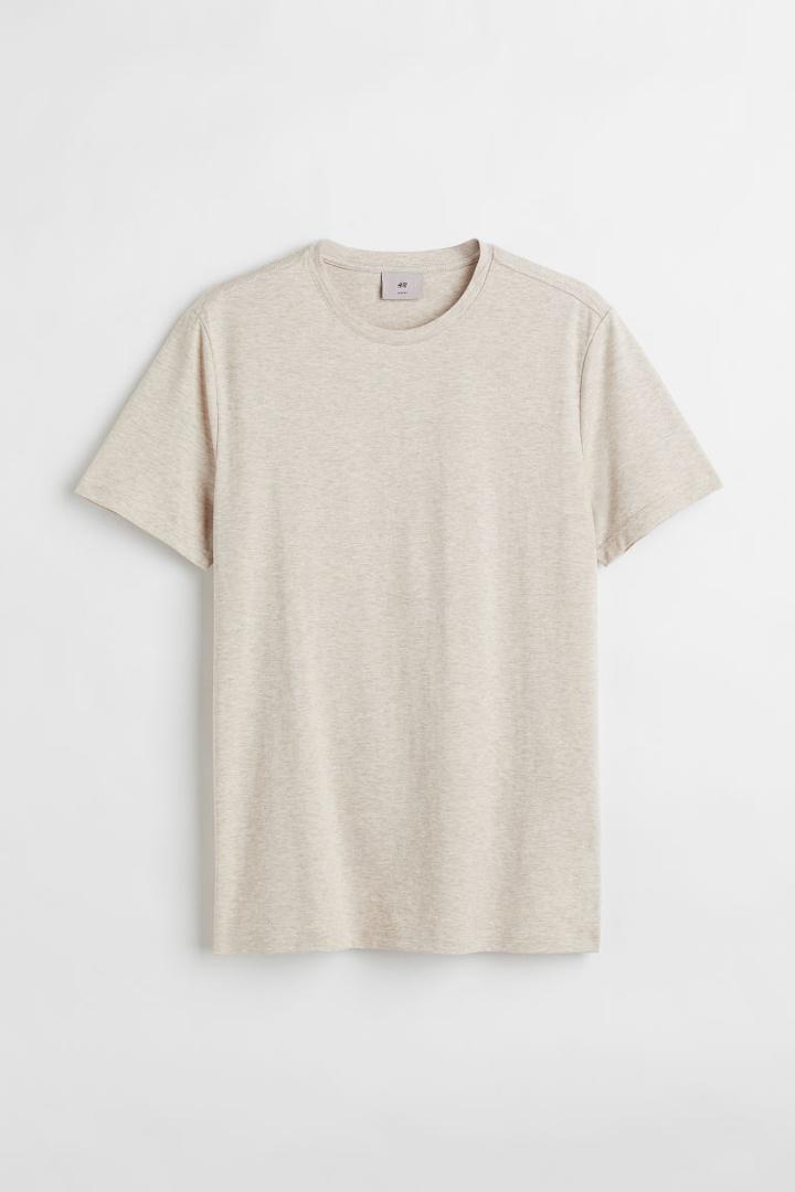 H & M - Slim Fit Pima Cotton T-shirt - Beige