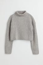 H & M - Crop Turtleneck Sweater - Gray