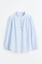 H & M - Ruffle-trimmed Blouse - Blue