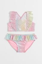 H & M - Patterned Ruffled Bikini - Pink