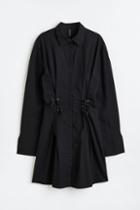 H & M - Shirt Dress With Lacing - Black