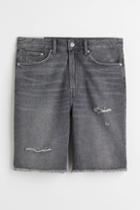 H & M - Relaxed Fit Denim Shorts - Gray