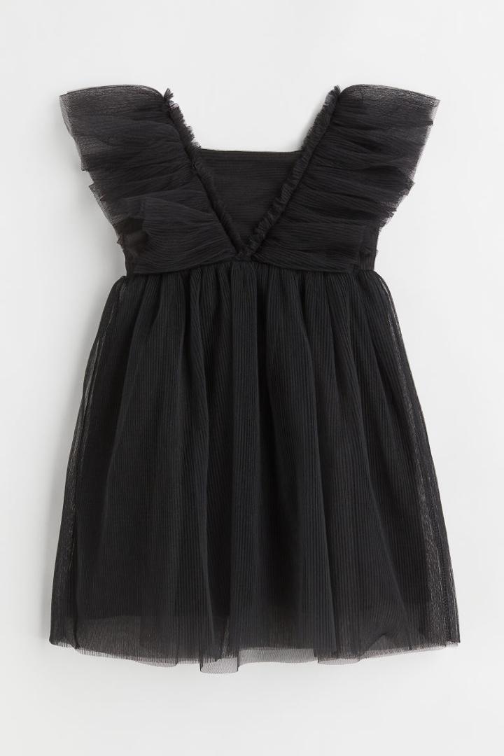 H & M - Pleated Tulle Dress - Black