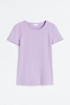 H & M - Fitted Ribbed Top - Purple