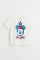 H & M - Glitter-print T-shirt - White