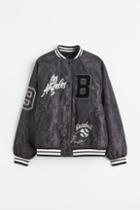 H & M - Embroidered Baseball Jacket - Black