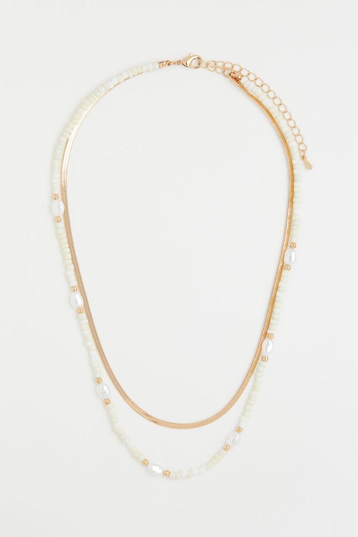 H & M - Double-strand Necklace - White