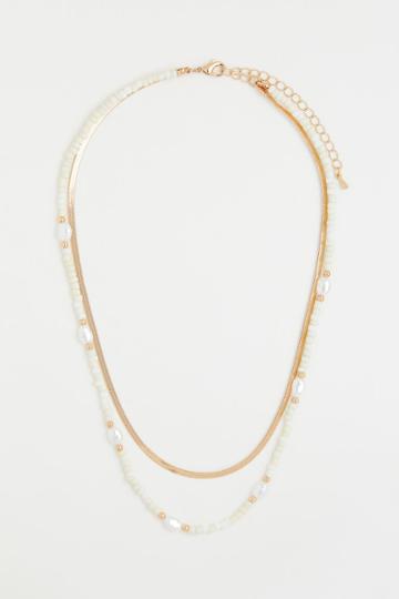H & M - Double-strand Necklace - White