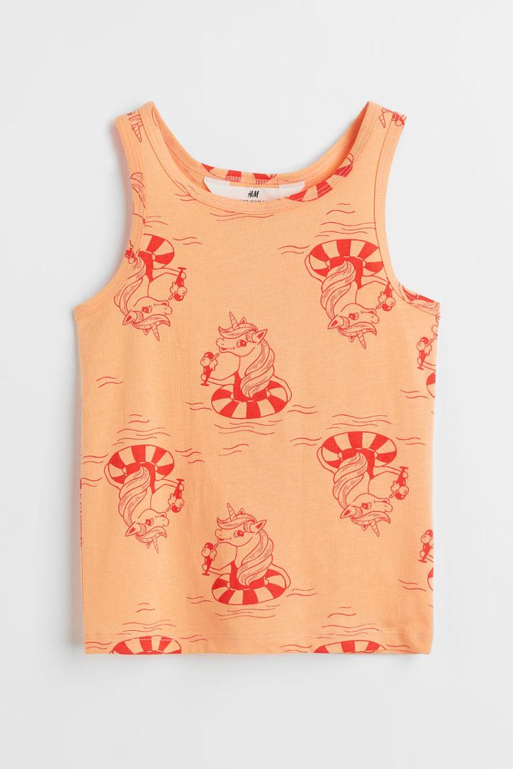 H & M - Cotton Jersey Tank Top - Orange