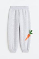 H & M - Appliqud Printed Joggers - Gray