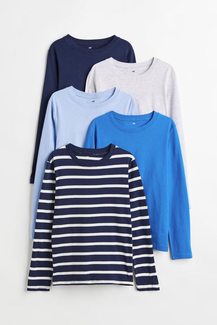 H & M - 5-pack Jersey Shirts - Blue